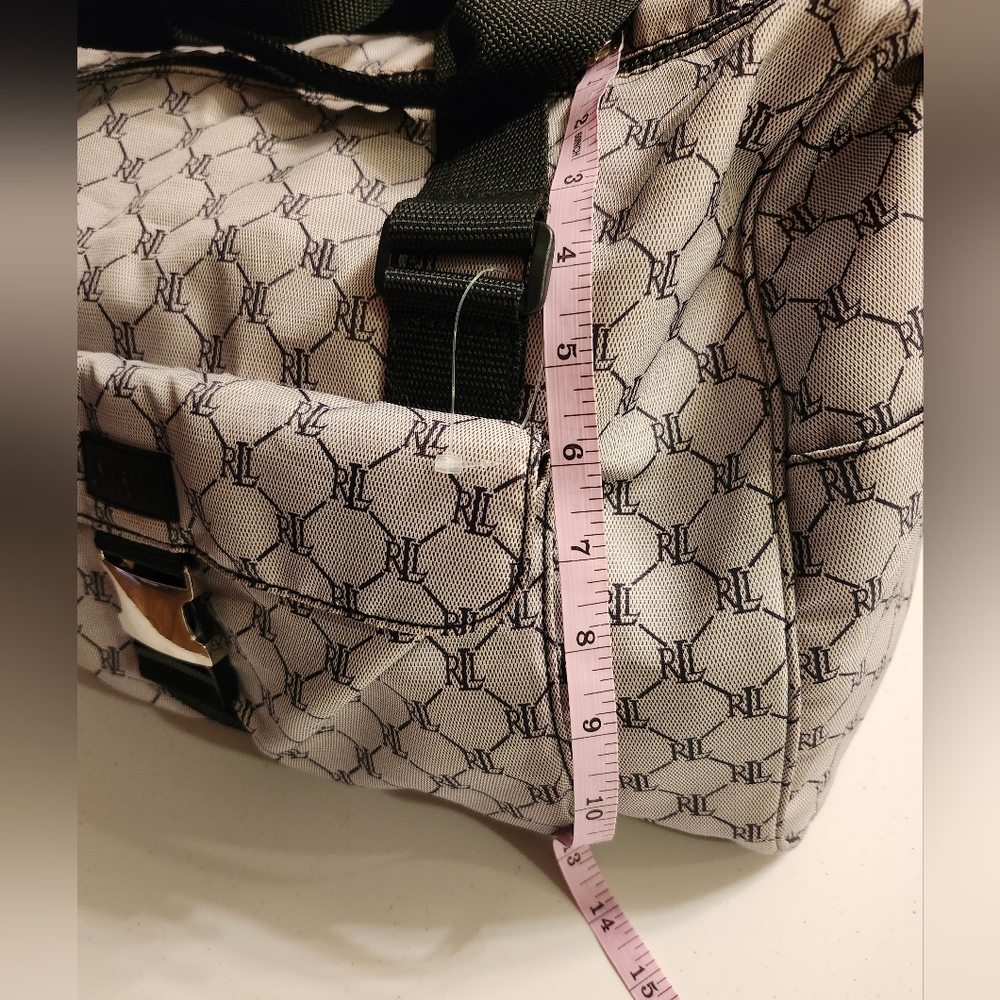 Lauren Ralph Lauren Weekender, NW PLASTIC TAG Gray/Blk, Double Handle + Strap - Picture 6 of 15